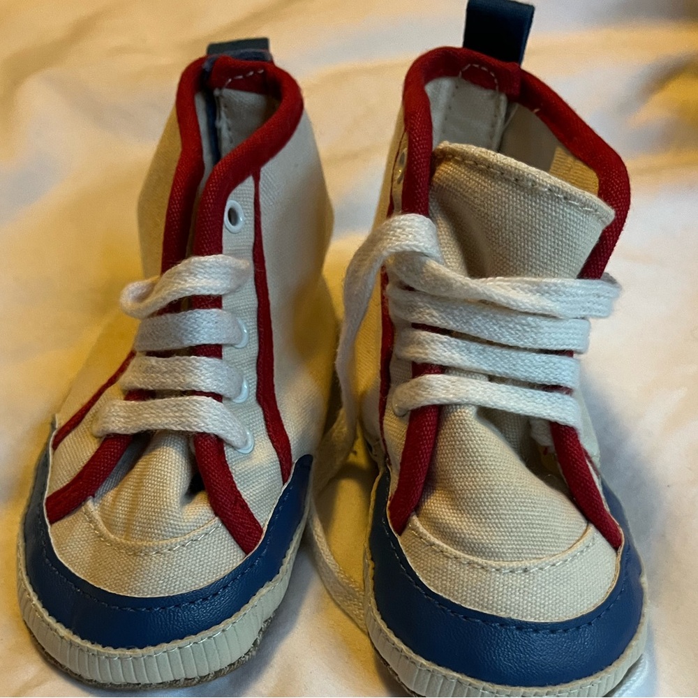 Baby Gap Canvas High-Top Sneakers - Red, Blue, and Cream